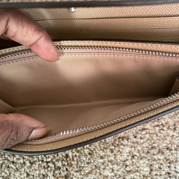 Coach Leather Envelope Wallet Sparkly Metallic Gold Clutch Evening Formal - Picture 9 of 12